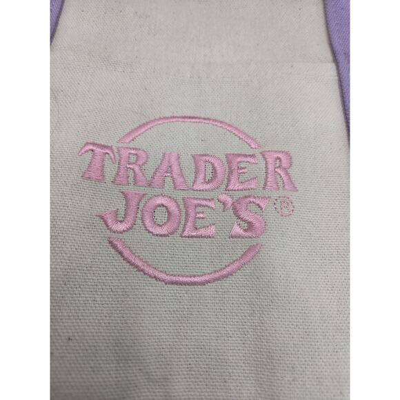 Trader Joes Small Canvas Tote Bag Mini Pastel Lavender Purple New Outside Pocket - Picture 4 of 6